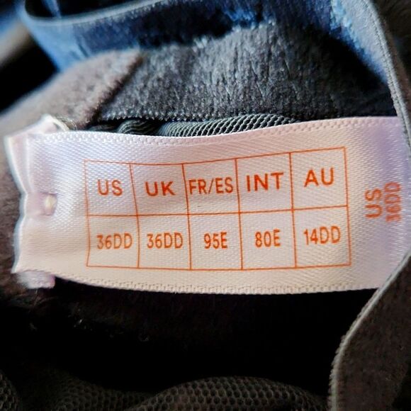 Savage X Fenty Flocked Logo Unlined Demi Bra Black Mesh Size 36DD Gold Hardware - Picture 11 of 11